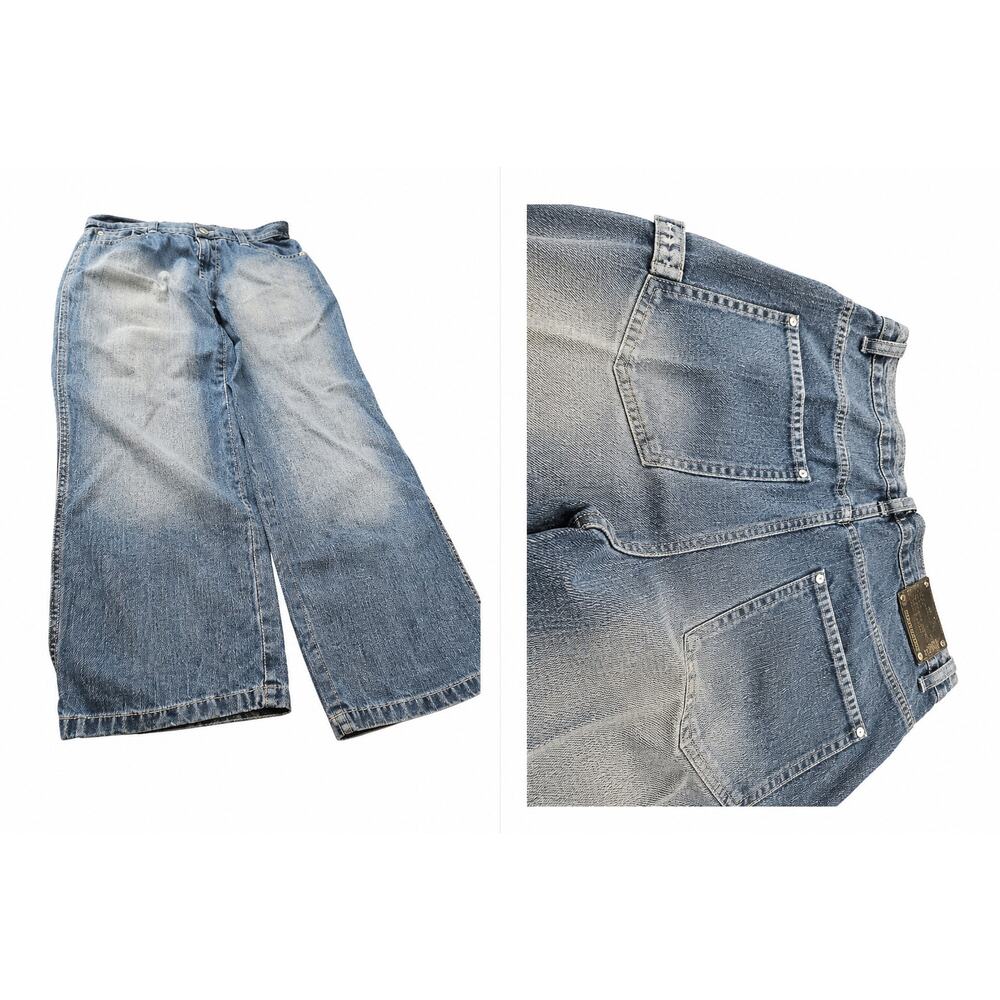 Vintage DTK Jeans Carpenter Wide Leg Baggy Denim Jeans 38x32 Made In Korea